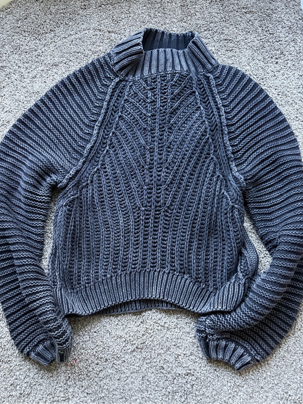 Free People Charcoal Cable Knit Turtleneck Sweater